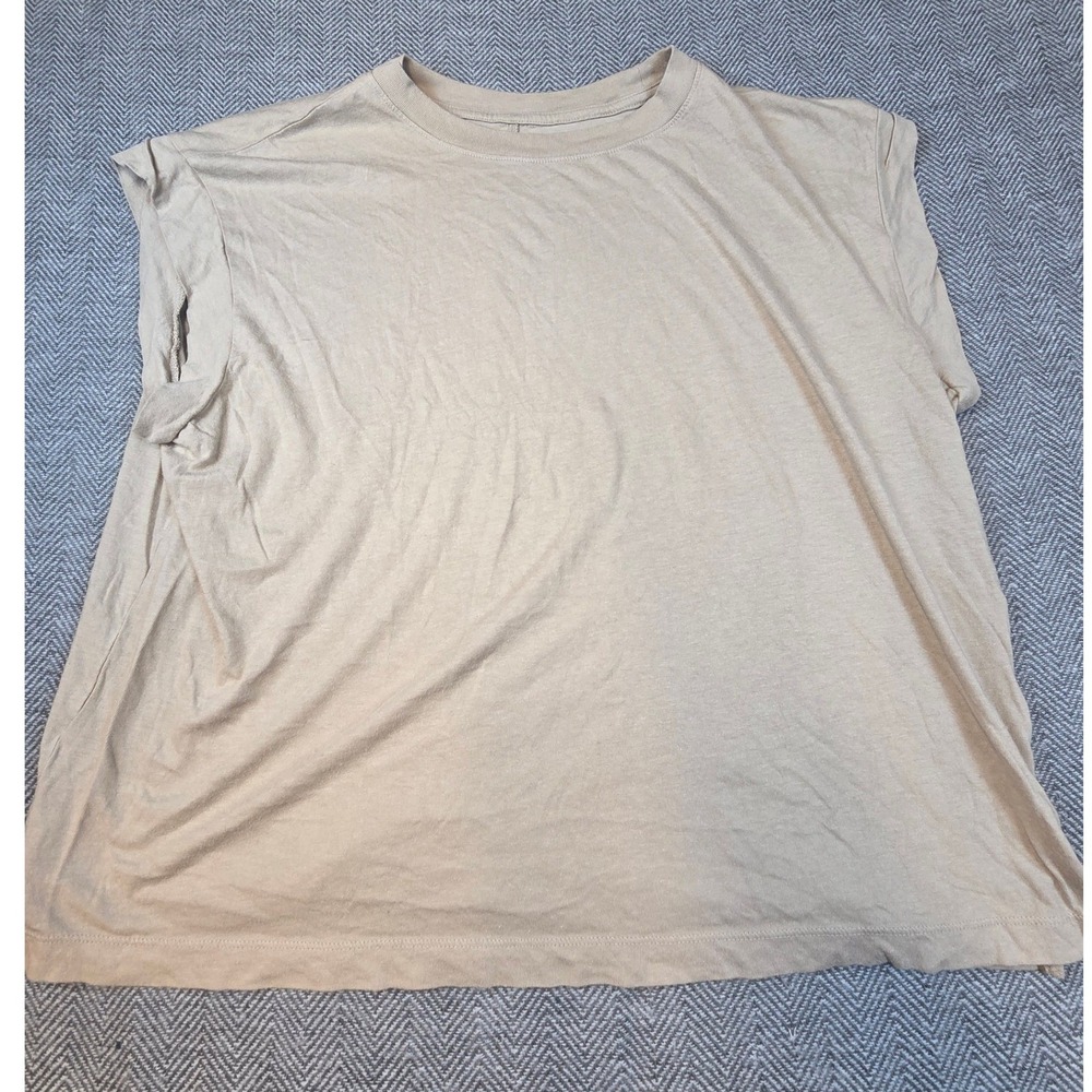 A New Day Tan Beige Cotton Modal Muscle Tee Sleeveless Shirt XXL Relaxed Fit - Picture 7 of 9